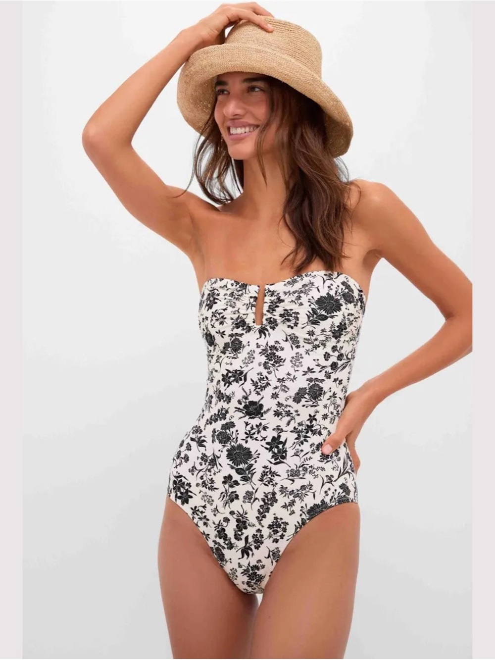 Ulla Johnson Monterey Strapless Maillot One-Piece Swimsuit (White Gardenia)